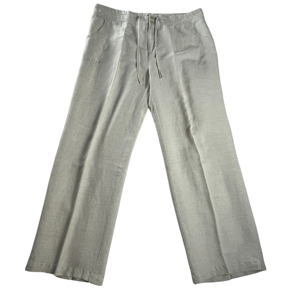 Coldwater Creek Linen Pants Womens‎ 16 Beige Drawstring Lightweight Summer
